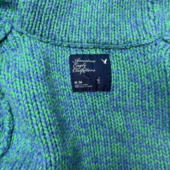 Vintage American Eagle Outfitters Cardigan Sweater Womens Med Green Shawl Knit - Picture 2 of 6